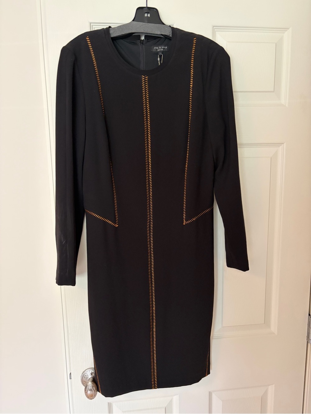 rag & bone Black Long Sleeve Shift Dress with Contrast Stitching